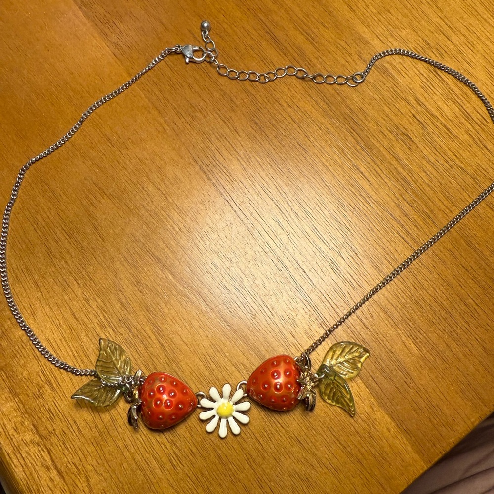 Strawberry and Daisy Necklace